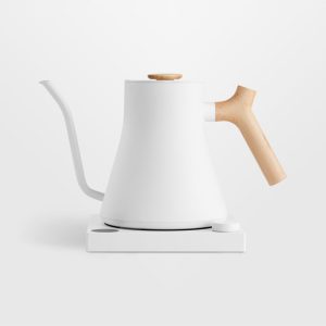 Fellow Stagg EKG Pro Gooseneck Kettle 0.9L – Matte White with Maple Accents