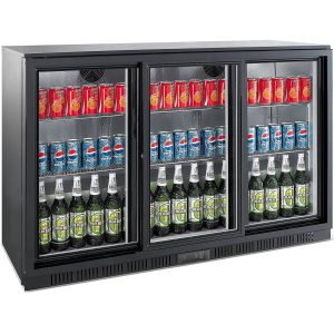 Adexa Bar Cooler 3 Sliding Door 300L Black bc03ps85